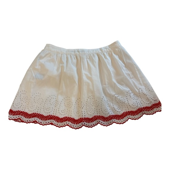 Patterson J. Kincaid Originals White Eyelet Skirt Red Embroidered Hem Size M - Picture 4 of 6